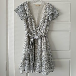 Altar’d State Blue and White Floral Faux Wrap Dress